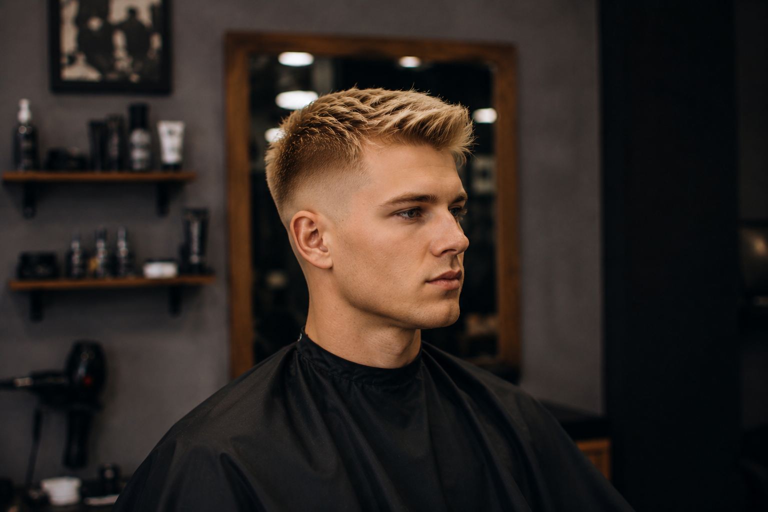 Blonder Barber Haarschnitt