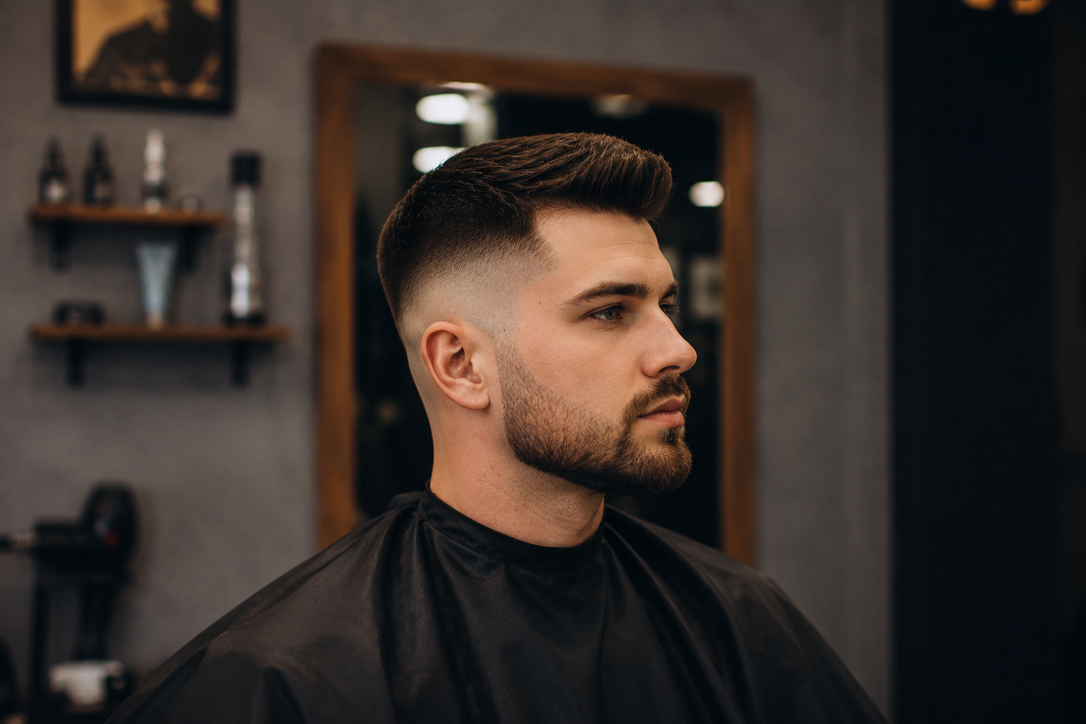Kunde mit frischem Barber-Haarschnitt