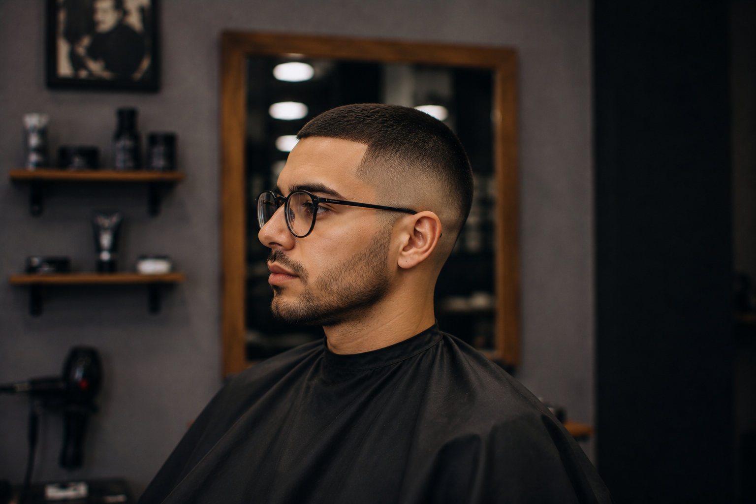 Barber Kunde mit Haarschnitt